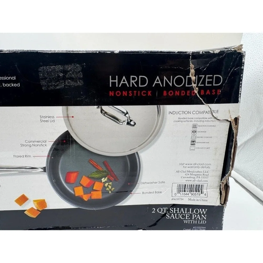 All-Clad NS1 Nonstick 2 Qt Shallow Sauce Pan with Lid Hard Anodized E1022364